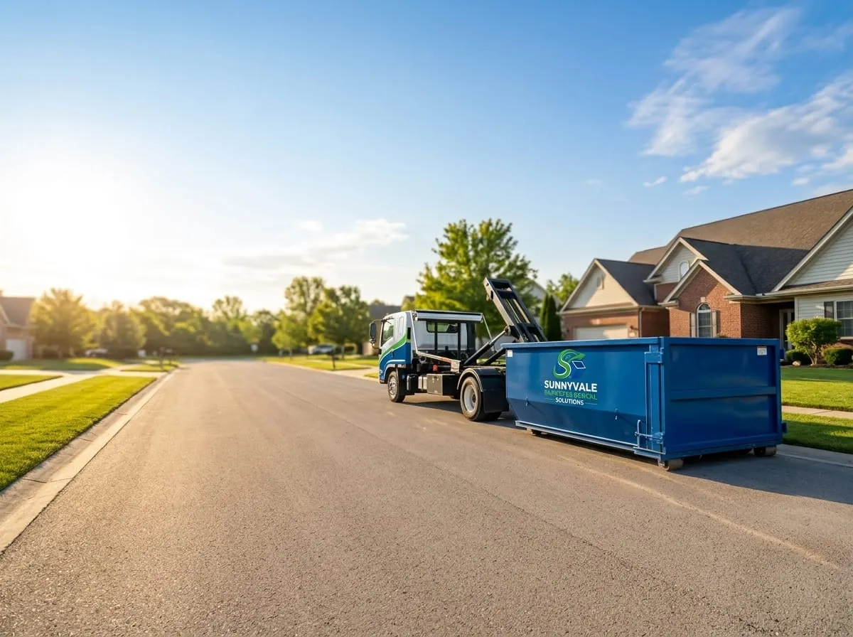 Aerial view of a Sunnyvale CA neighborhood served by Sunnyvale Dumpster Rental Solutions