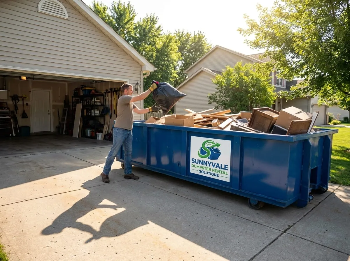 10 yard dumpster used for a small home cleanout in Sunnyvale, CA